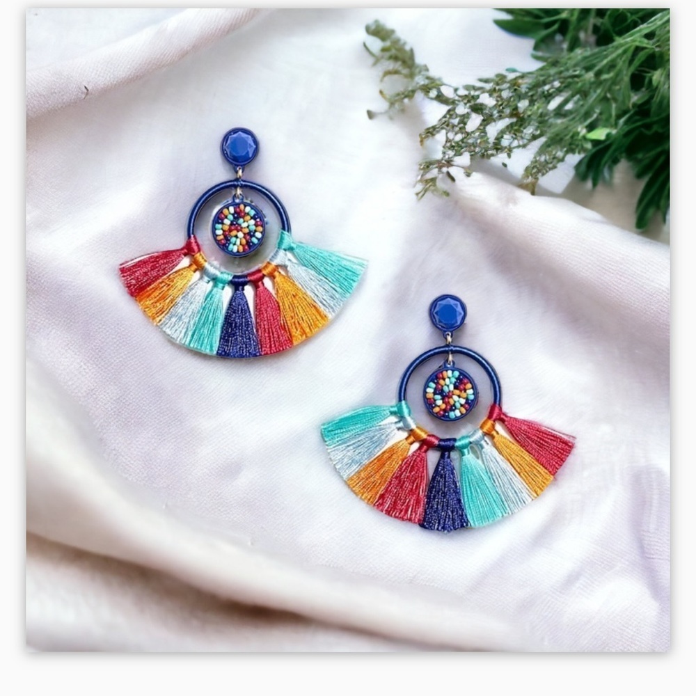 𝅺j’crew Beaded Tassel Earrings